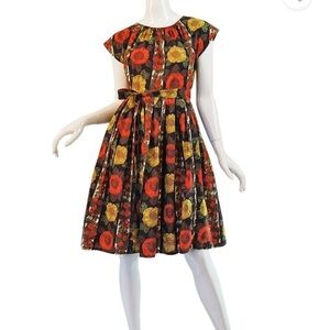 Swirl 1950s Vintage Floral Print Wrap Sundress Size Regular